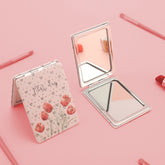 Made Of PU Glitte Eco-Friendly Leather, With A Variety Of Patterns, HD Glass Mirror, Plating Silver Metal Frame, 60*85mm Rectangular Cosmetic Mirror, Twelve Unique Styles, Perfect As A Gift! Give A Friend A Token Of Your Appreciation